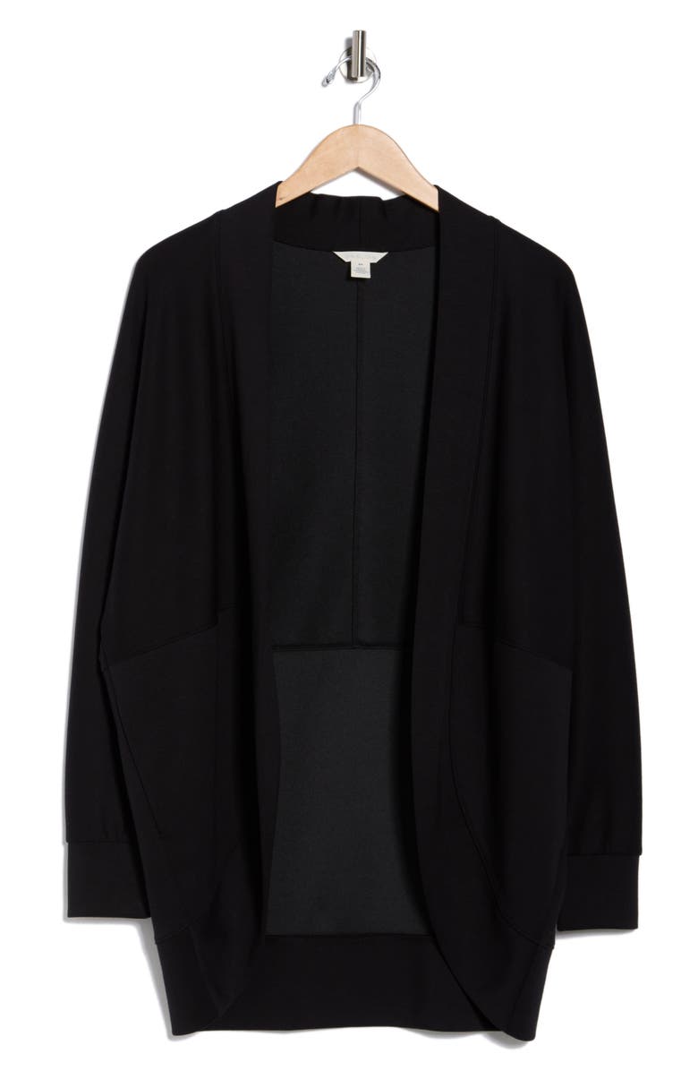 Caslon<sup>®</sup> Long Sleeve Scuba Knit Cocoon Cardigan, Alternate, color, Black