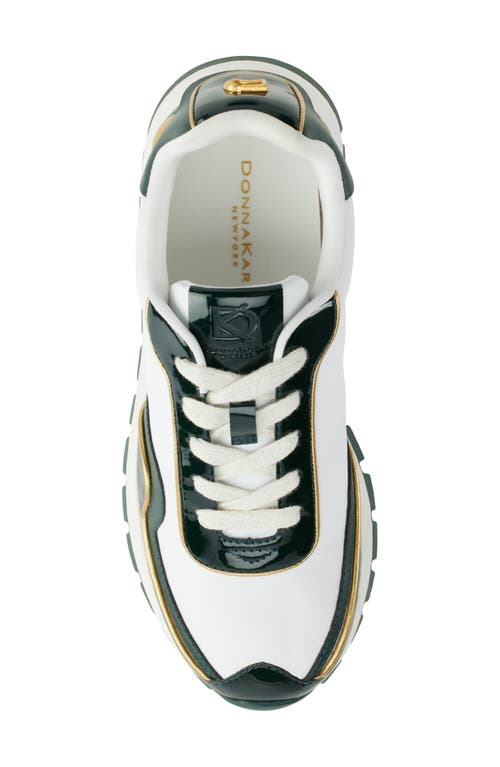 Donna Karan Women's Binx Lace Up Sneakers In White/forest Green