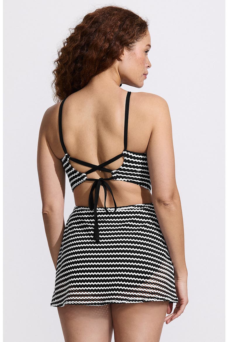 Crochet Monokini Swim Dress Swimsuit, Alternate, color, Black/White