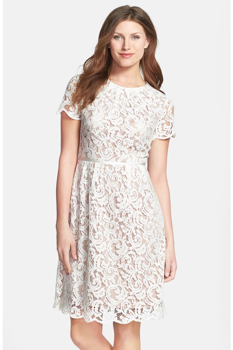 Scalloped Lace Dress, Main, color, IVORY