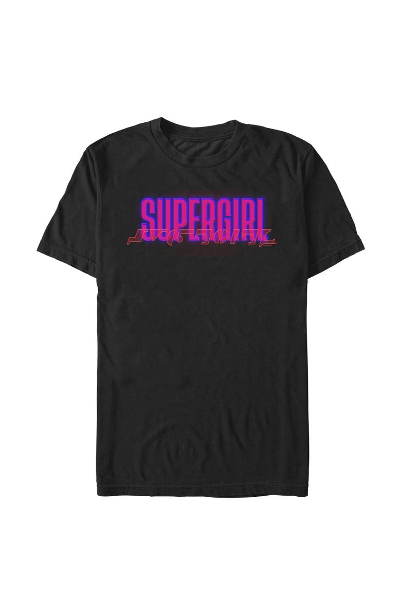 Supergirl Men's Supergirl Cute Neon Logo Graphic T-Shirt, Main, color, Black