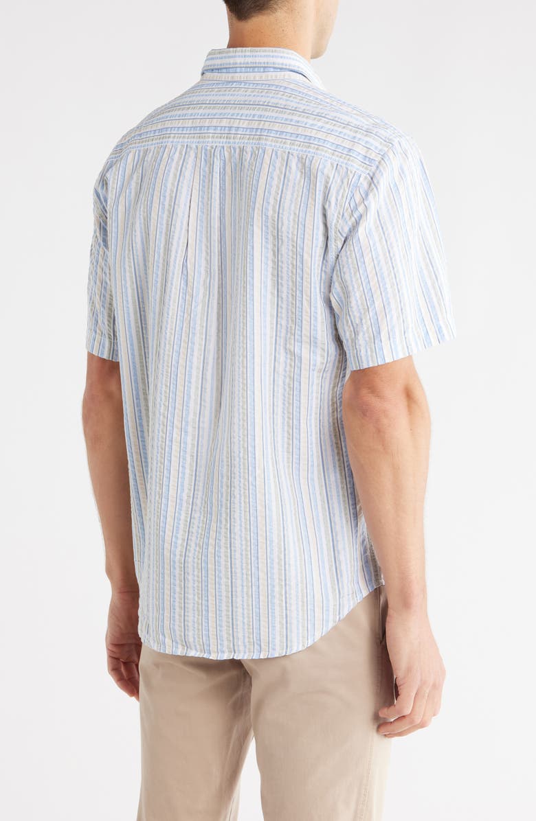Tommy Bahama Lagoon Drive Stripe Short Sleeve Button-Up Shirt, Alternate, color, Cabo Blue