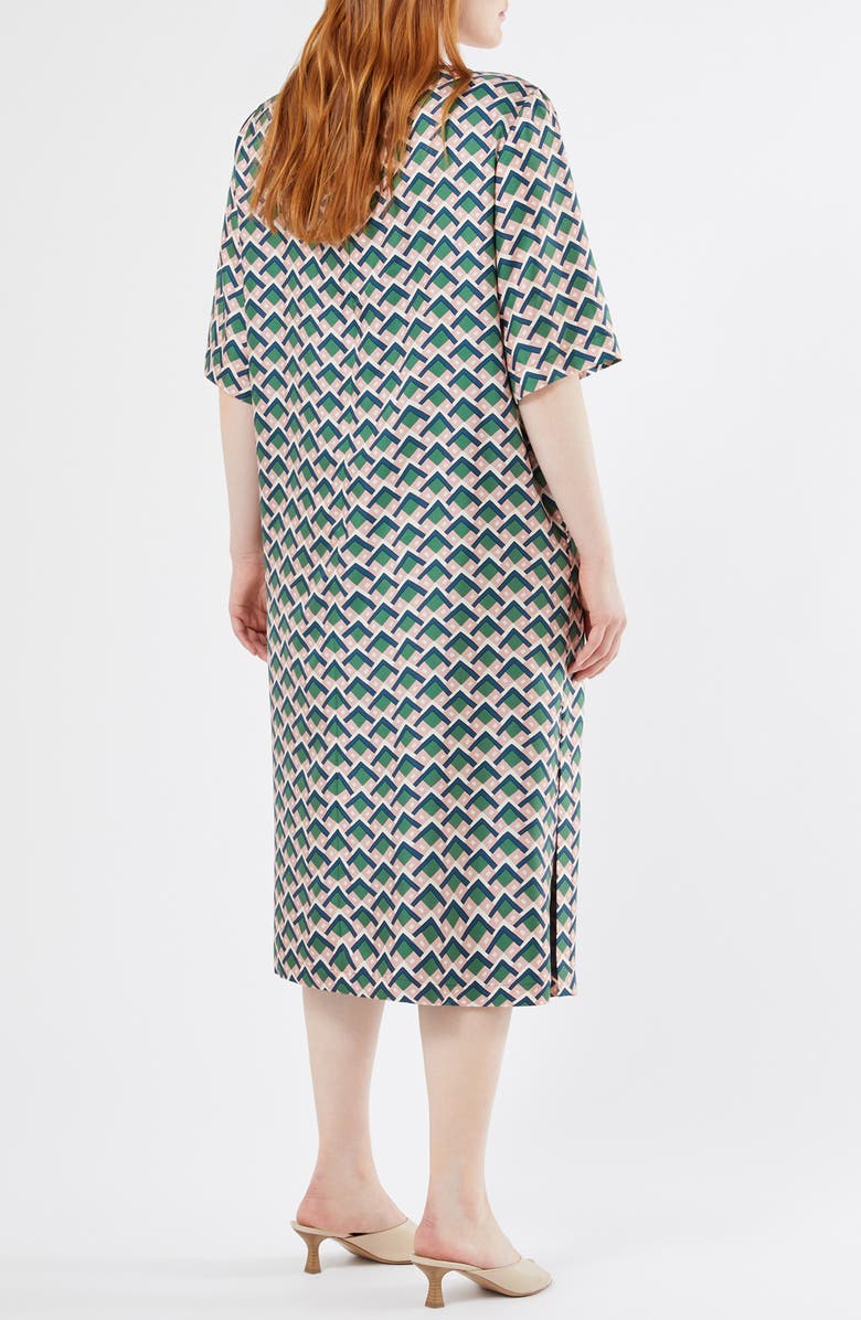 Marina Rinaldi Rossana Geo Print Silk Shift Dress, Alternate, color, Ultramarine