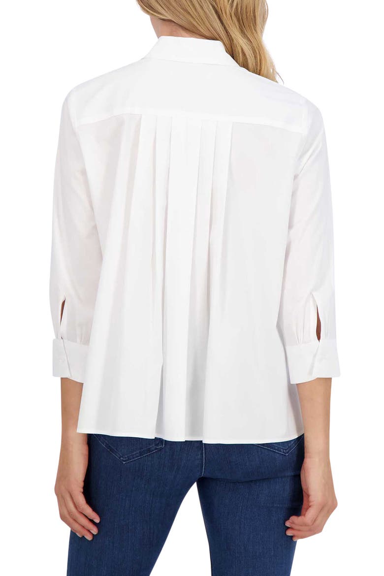 Sanda Cotton Blend Button-Up Shirt, Alternate, color, WHITE