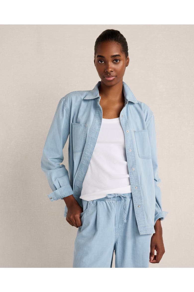 Organic Cotton Denim Shacket, Main, color, Light Wash Denim