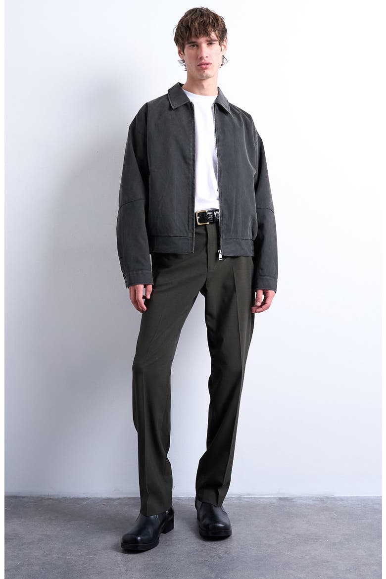 Faux Suede Bomber Jacket, Alternate, color, CHARCOAL