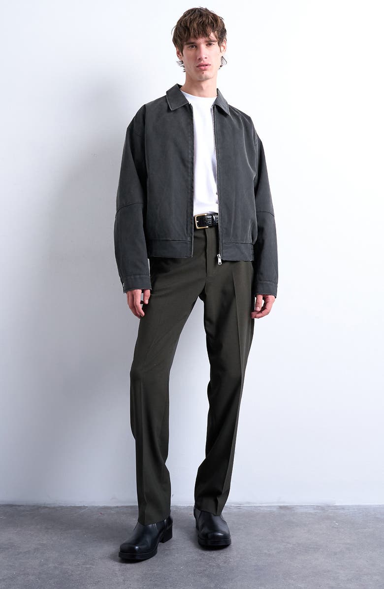 Topman Faux Suede Bomber Jacket, Alternate, color, Charcoal