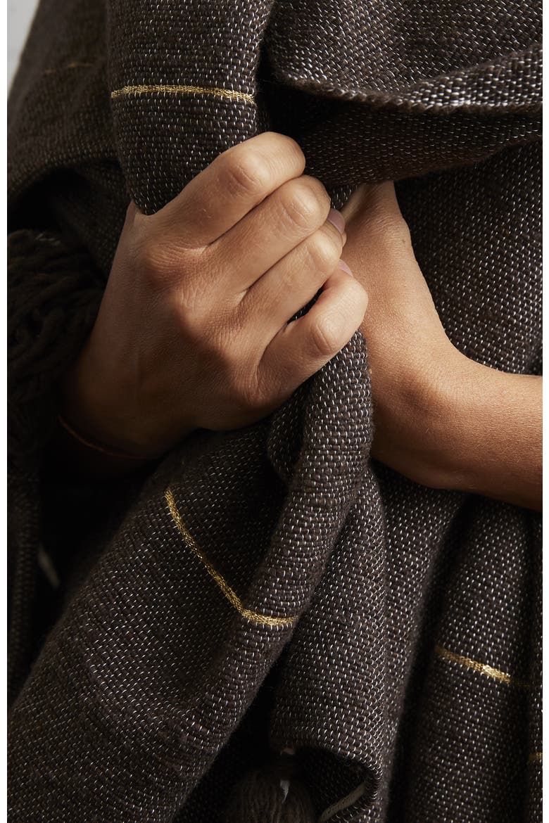 Moroccan Cotton Blanket, Alternate, color, Brown