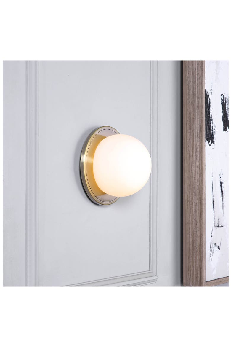 Round Wall Sconces, Alternate, color, HUGO ANTIQUE BRUSHED BRASS