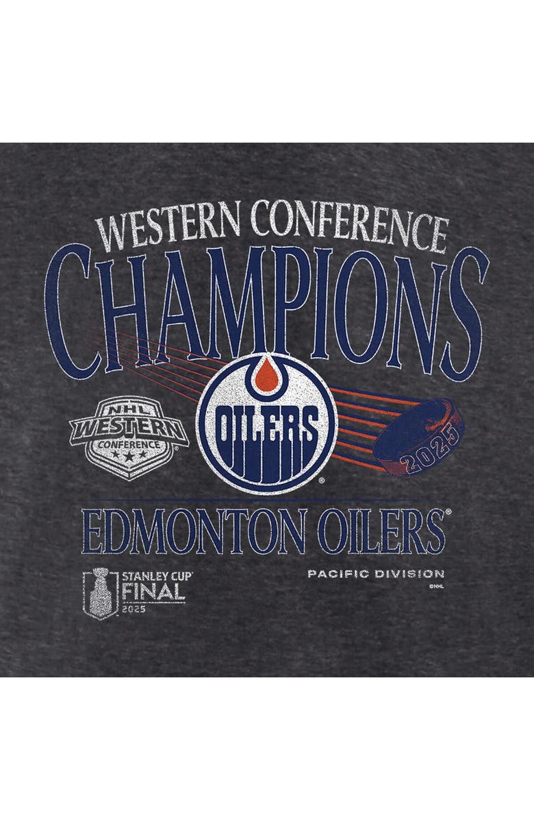 FANATICS Men's Fanatics  Heather Charcoal Edmonton Oilers 2025 Western Conference Champions Old School Tri-Blend T-Shirt, Alternate, color, 