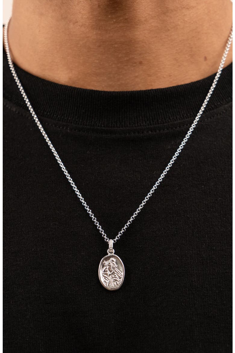 Men's St. Christopher Talisman Necklace, Alternate, color, Sterling Silver