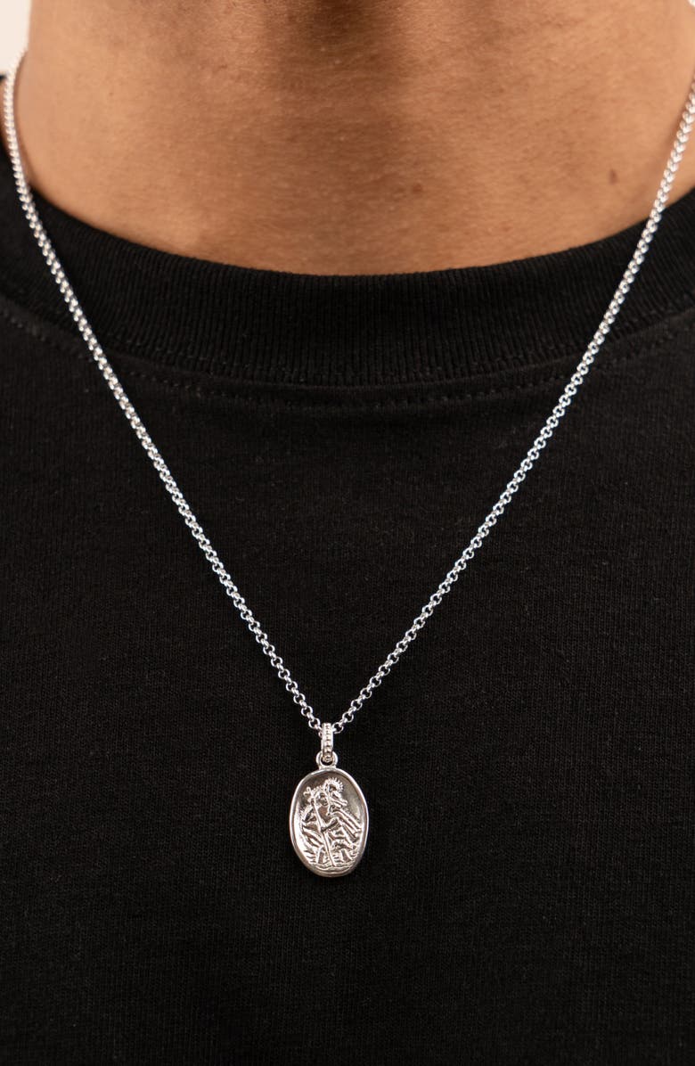 Dower & Hall Men's St. Christopher Talisman Necklace, Alternate, color, Sterling Silver