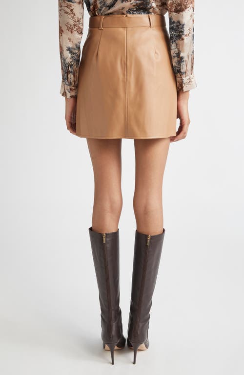 L'agence Yvette Belted Faux Leather Miniskirt In Brown