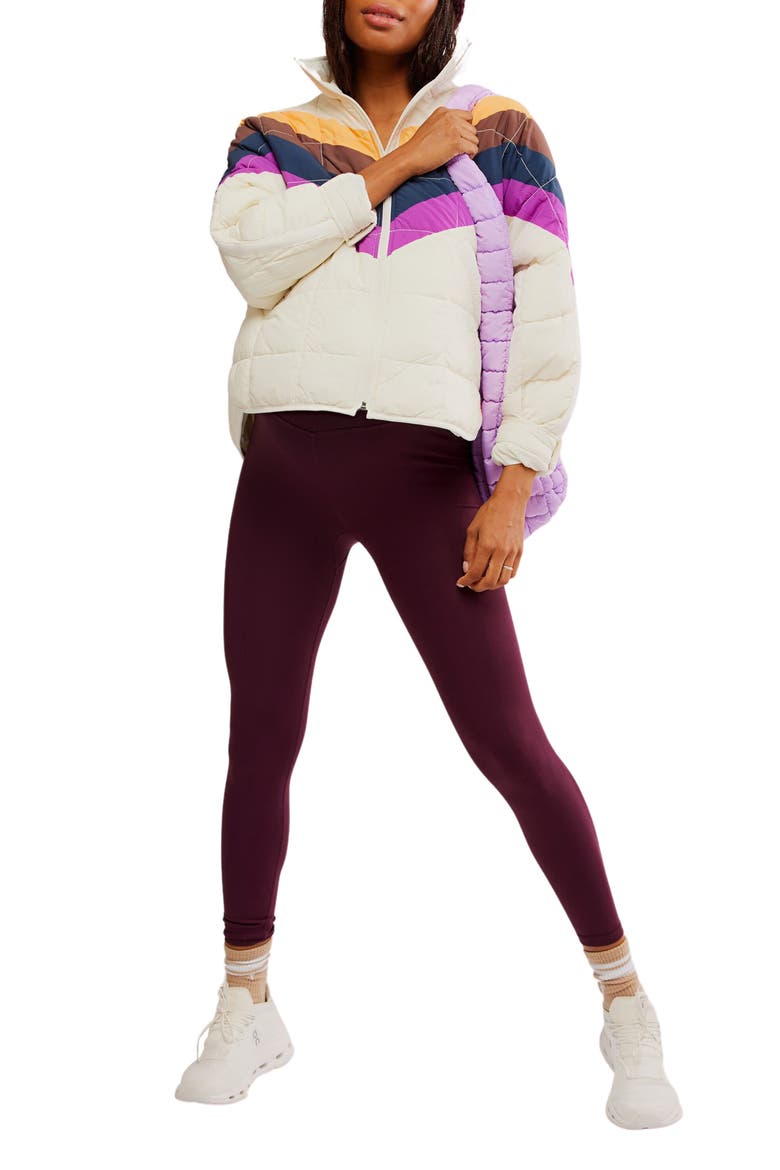x Hatch Chevron Maternity Puffer Jacket, Alternate, color, IVORY CHEVRON COMBO