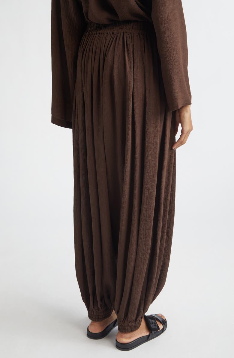 Michael Kors Collection Sarouel Silk Seersucker Trousers, Alternate, color, Espresso