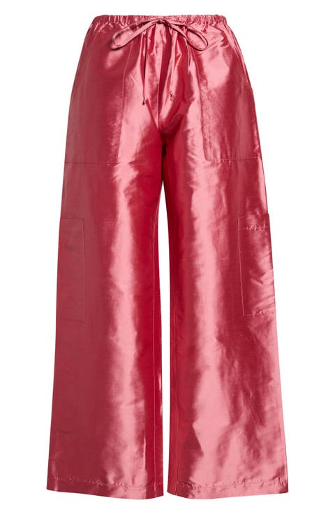 The Silk Taffeta Drawstring Cargo Pants