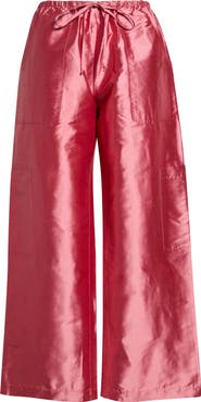 Donni The Silk Taffeta Drawstring Cargo Pants