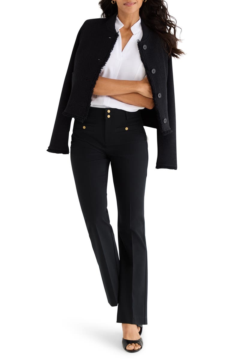 NIC+ZOE Plaza Demi Boot Stretch Cotton Blend Pants, Alternate, color, Black Onyx