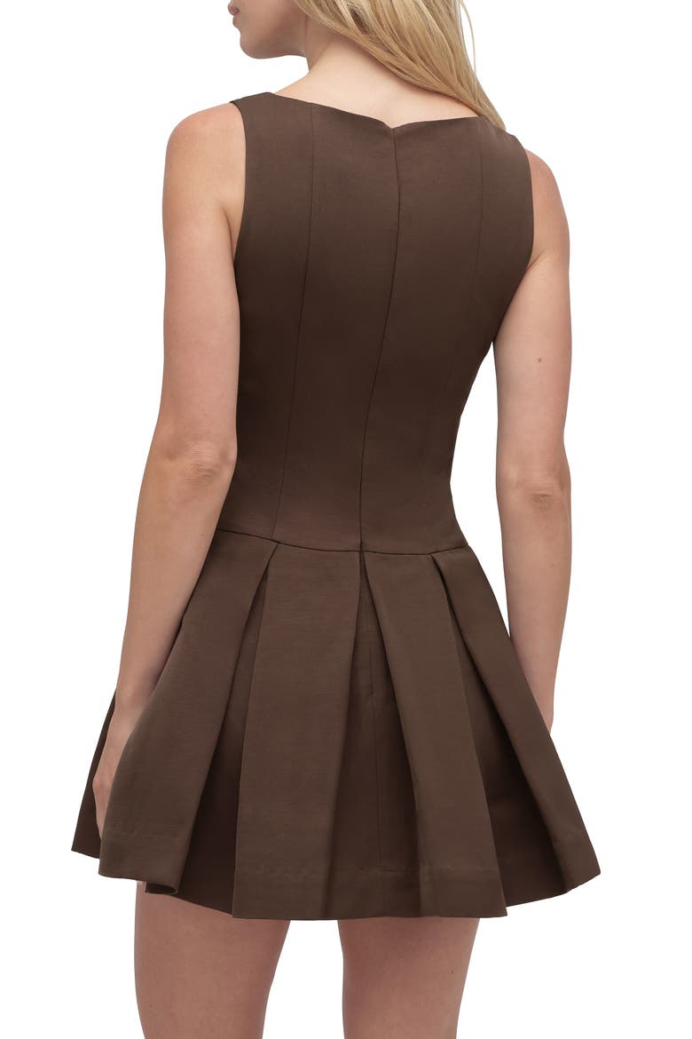 x 'Nobody Wants This' Anything Can Happen Pleated Minidress, Alternate, color, ESPRESSO