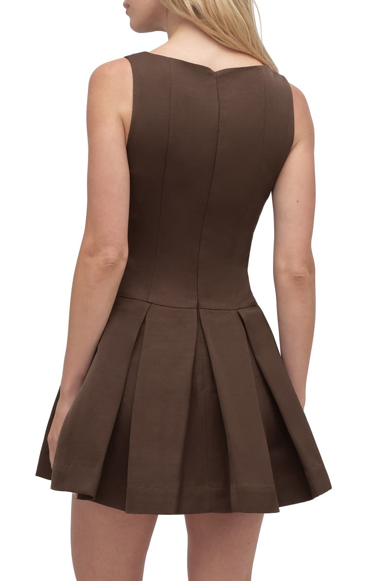 Favorite Daughter x 'Nobody Wants This' Anything Can Happen Pleated Minidress, Alternate, color, Espresso