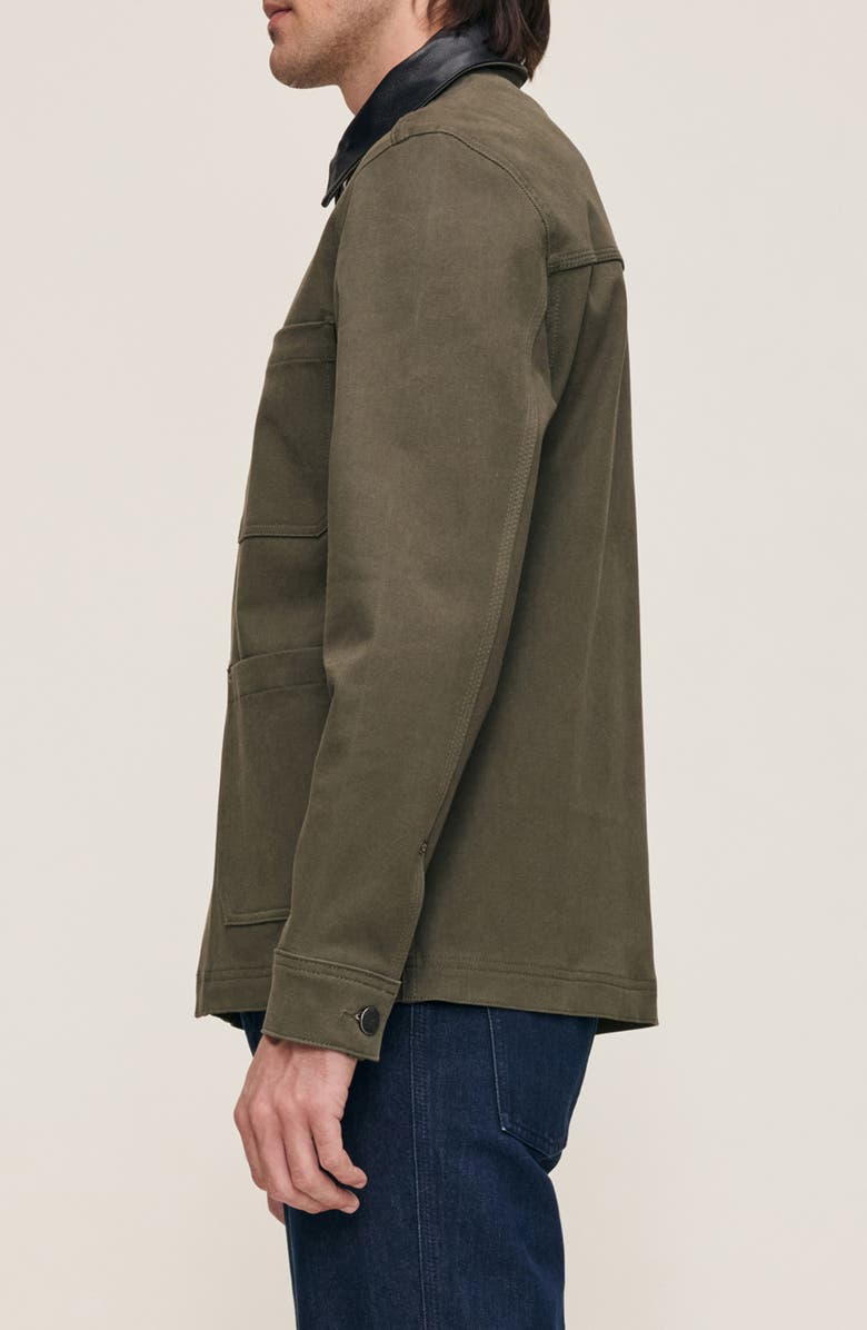 DL1961 Sean Leather Collar Shirt Jacket, Alternate, color, Military Green