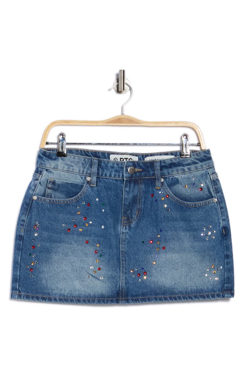 PTCL Studded Denim Miniskirt, Alternate, color, Medium Blue