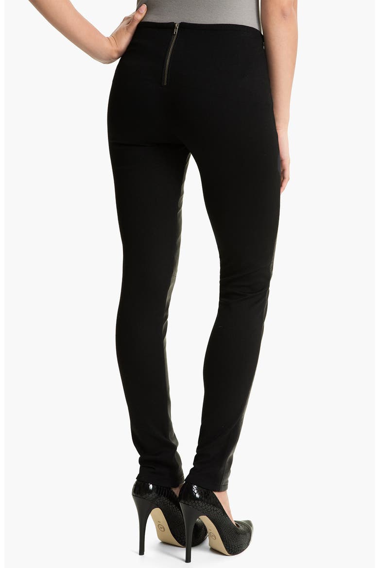 Faux Leather & Knit Leggings, Alternate, color, RICH BLACK