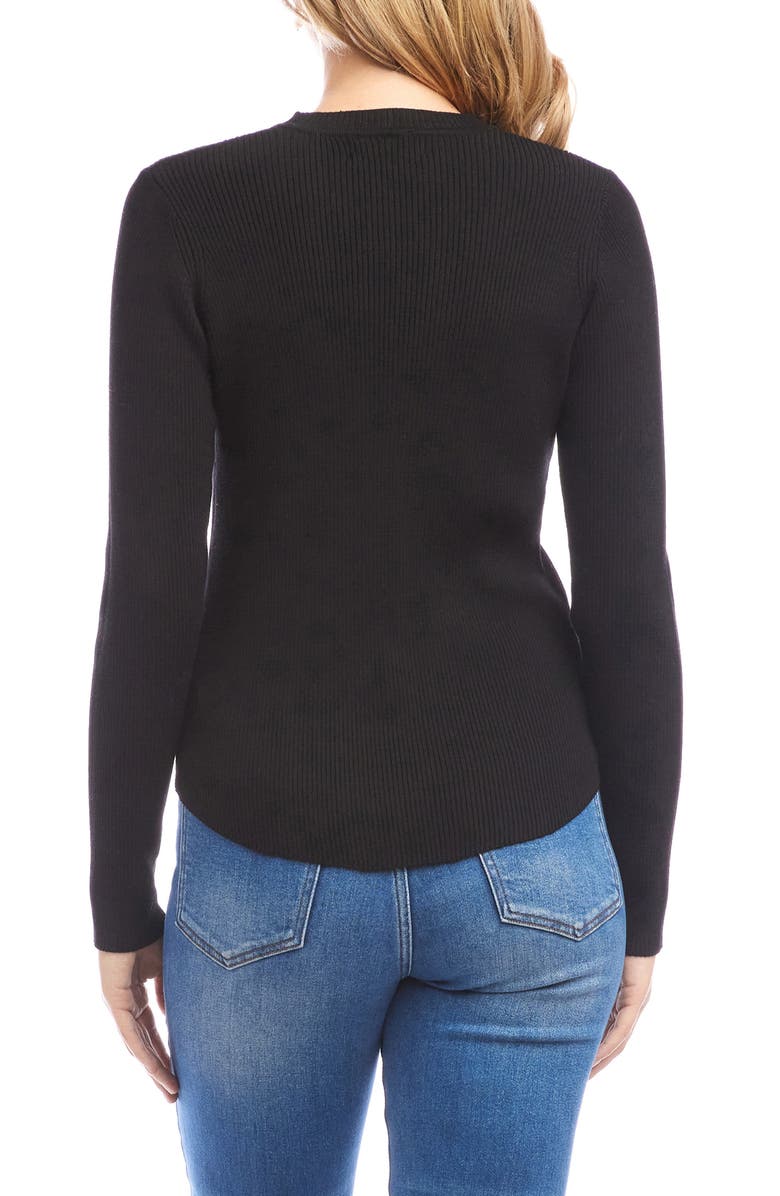 Karen Kane Rib Crewneck Sweater, Alternate, color, Black