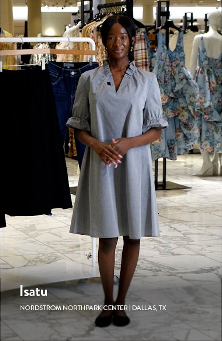 Ruffle Sleeve Cotton Shift Dress, sales video thumbnail