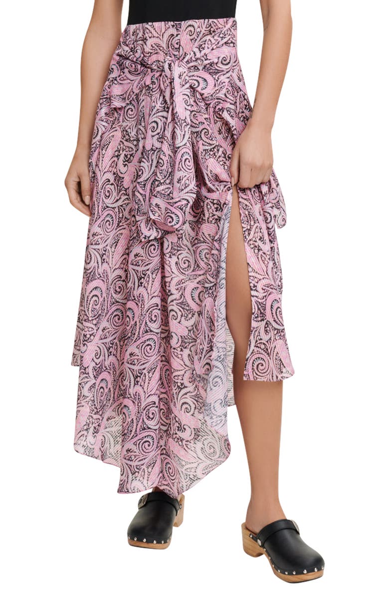 maje Rapripollo Paisley Handkerchief Hem Skirt, Main, color,