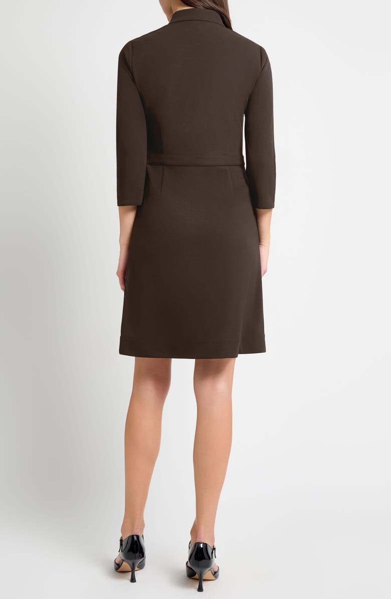 Ming Wang Deco Long Sleeve Crepe Sheath Dress, Alternate, color, Dark Umber