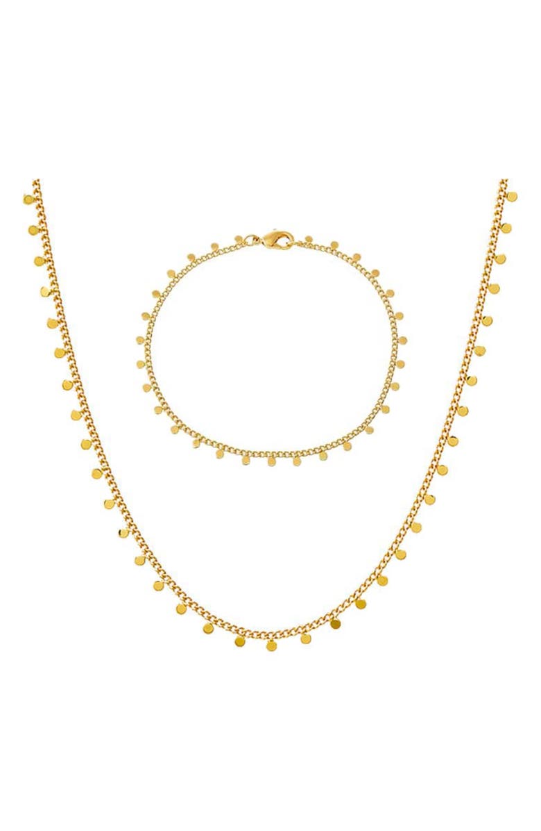 BY ADINA EDEN Disc Cuban Chain Necklace & Bracelet Set, Main, color,