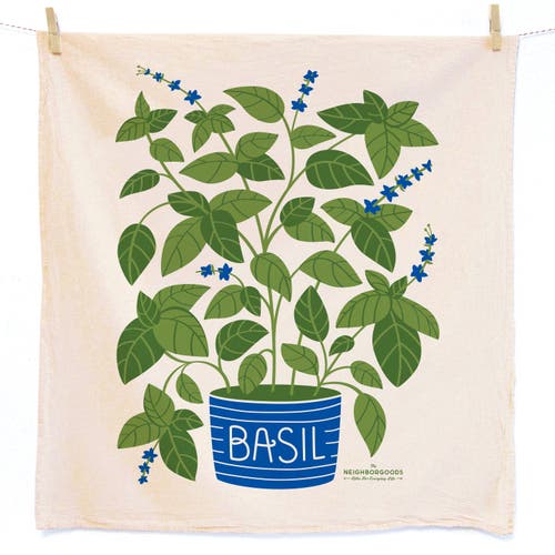 The Neighborgoods Basil Dish Towel + Sponge Cloth Gift Set In Multi
