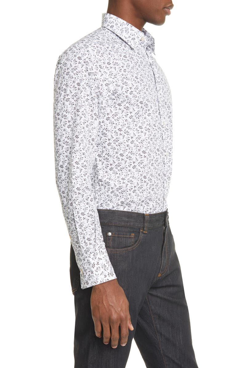 Canali Slim Fit Floral Dress Shirt, Alternate, color, 