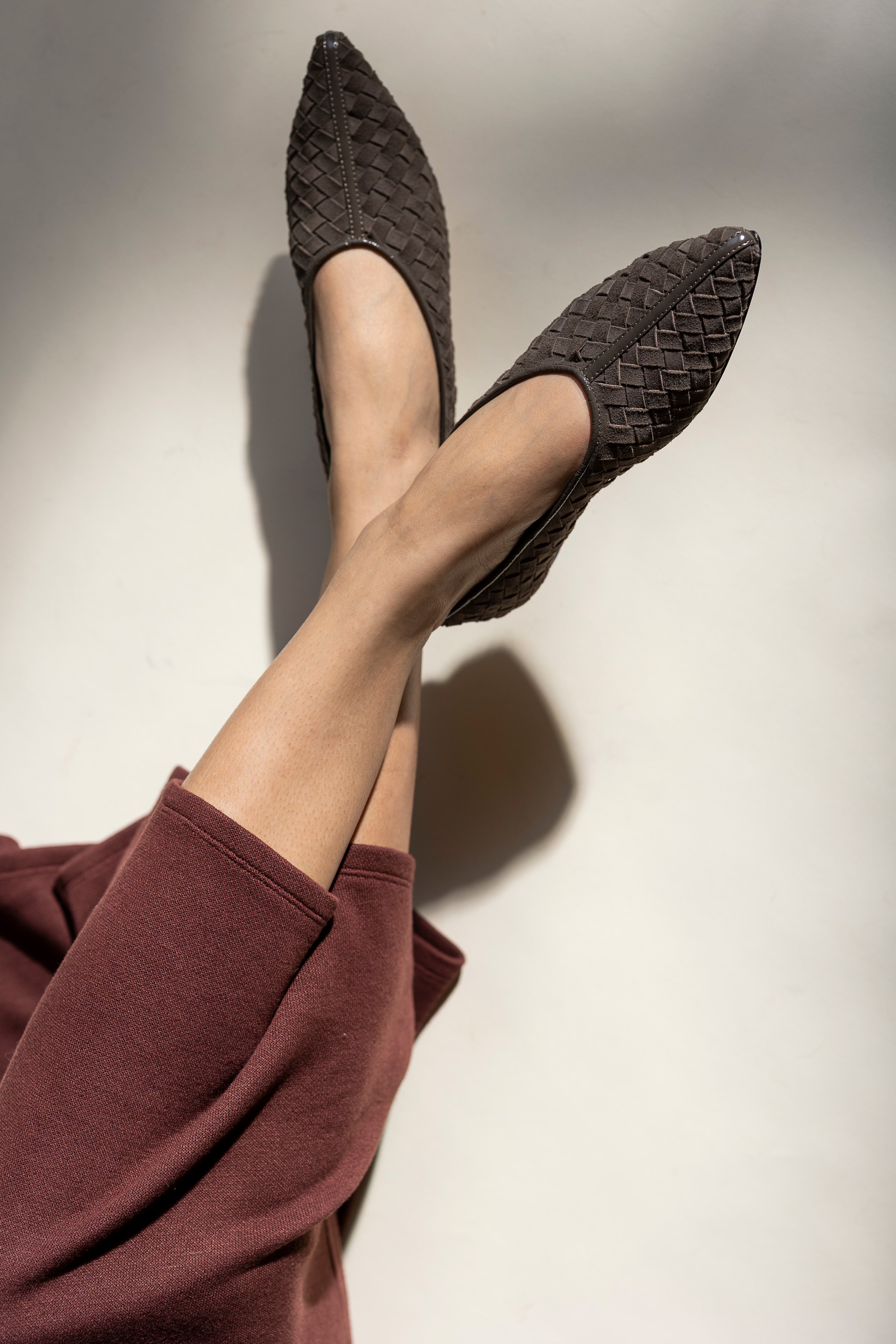 Zelda Pointed-Toe Flat, Alternate, color, Ash Woven Suede