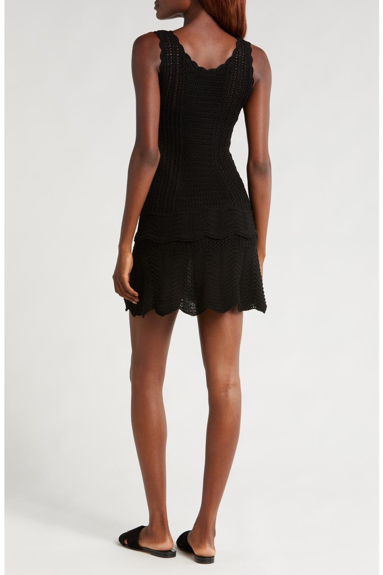 Scalloped Edge Semisheer Cotton Cover-Up Minidress, Alternate, color, BLACK