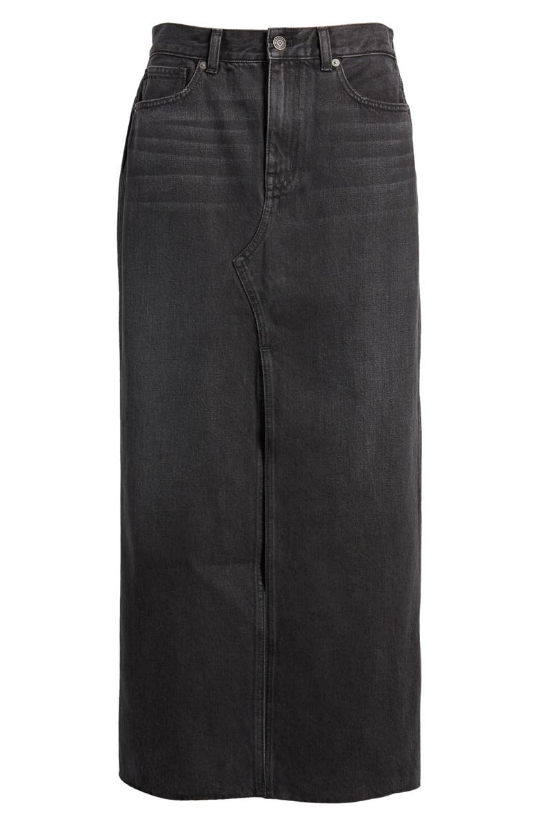Madewell Raw Hem Mid Rise Denim Midi Skirt, Alternate, color, 