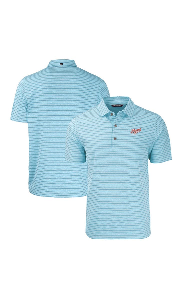 Cutter & Buck Men's Cutter & Buck Light Blue Dayton Flyers Big & Tall Forge Eco Stripe Stretch Recycled Polo, Alternate, color, 