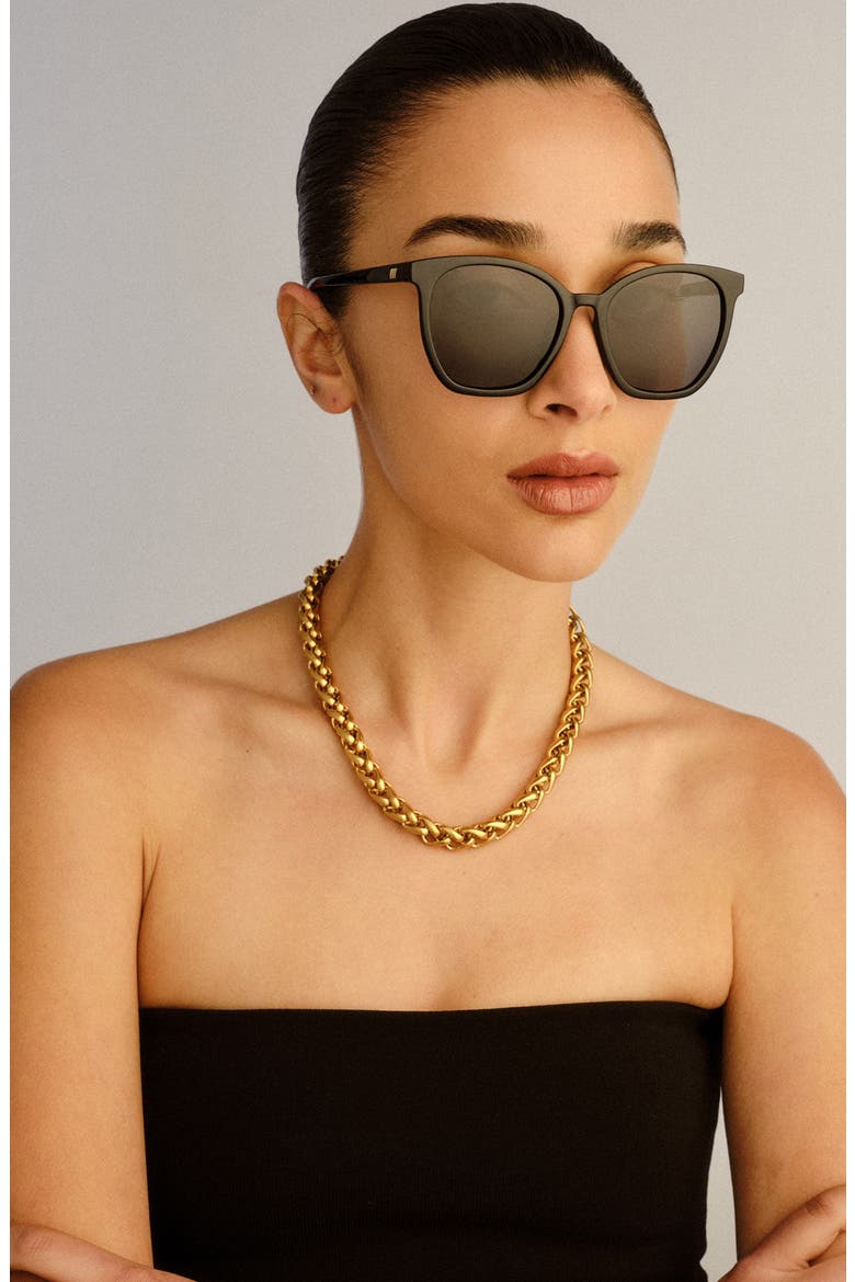 54mm Nirvana Cat Eye Sunglasses, Alternate, color, BLACK / SMOKE MONO POLARIZED