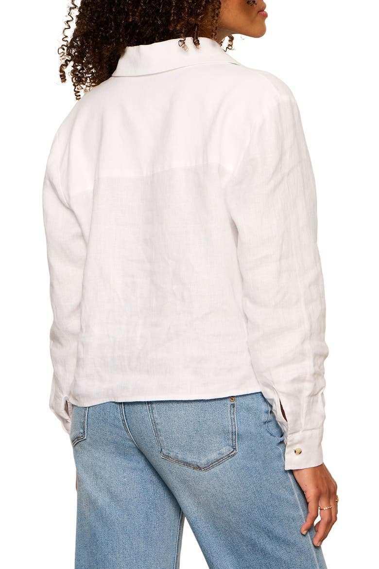 More Love Tie Front Linen Blend Top, Alternate, color, WHITE