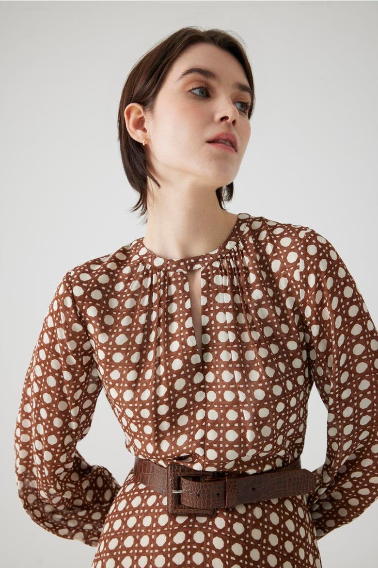 Alaina Chiffon Midi Dress, Alternate, color, BROWN-BONE