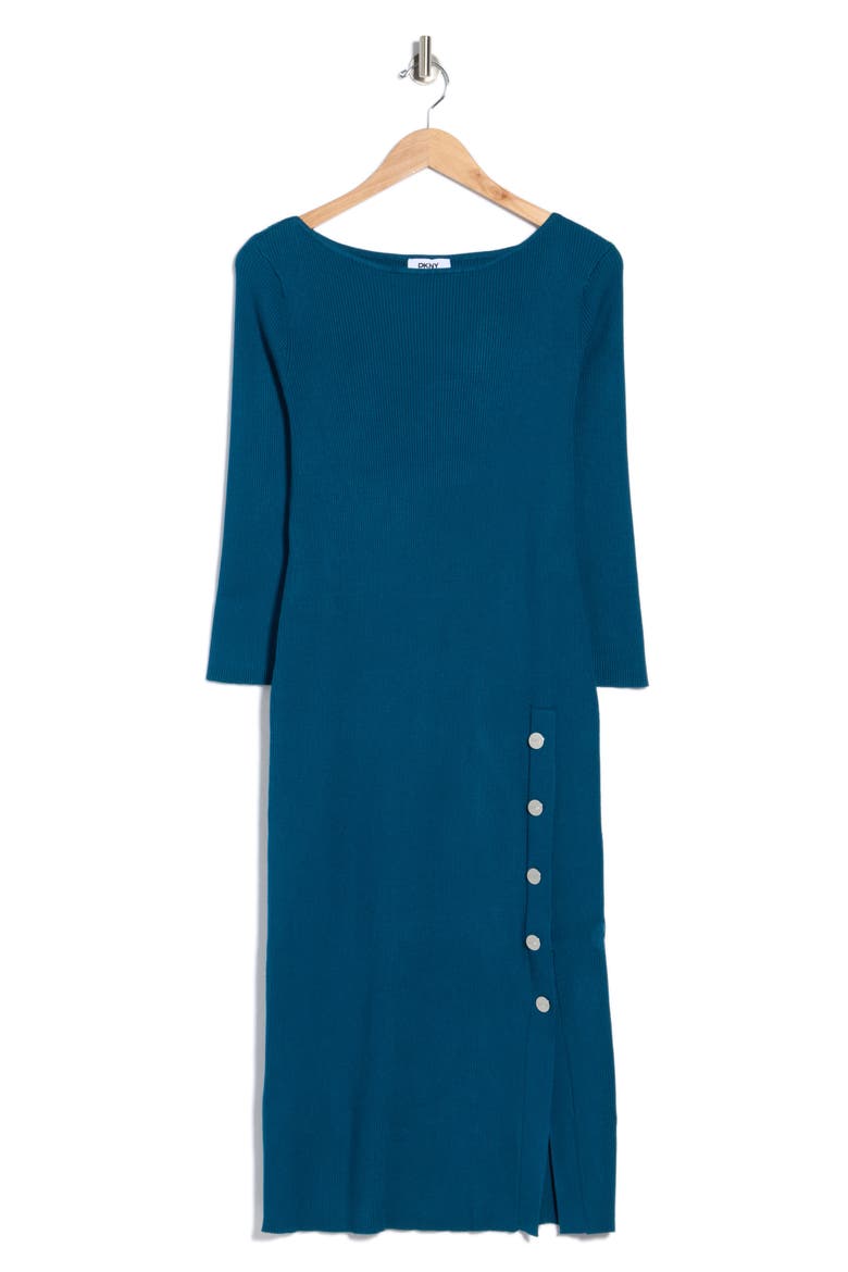 Boatneck Side Button Midi Dress, Main, color, CYPRESS