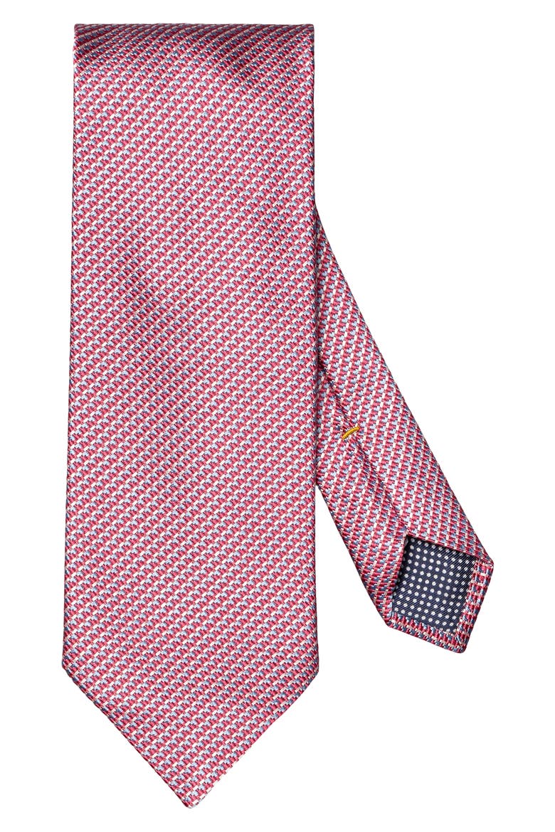 Pink Micro Geometric Silk & Cotton Mogador Tie, Main, color, MEDIUM PINK