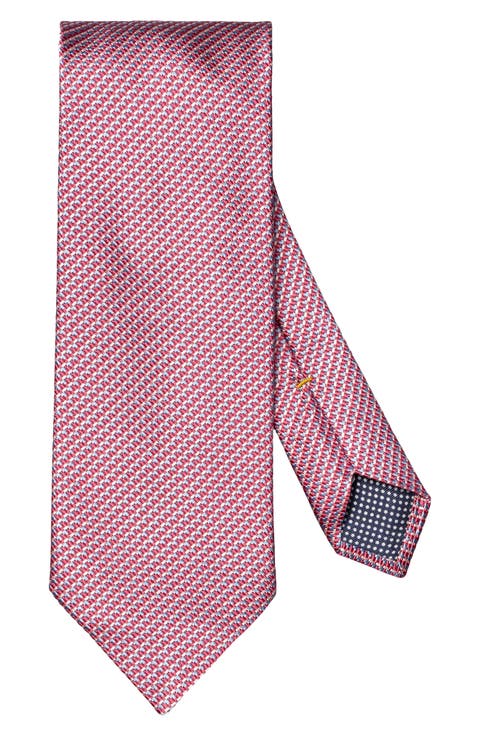 Pink Micro Geometric Silk & Cotton Mogador Tie
