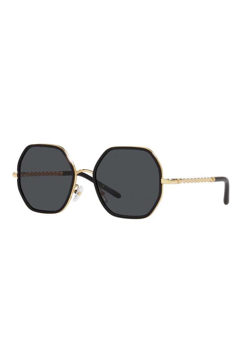 55mm Geometric Sunglasses, Alternate, color, BLACK