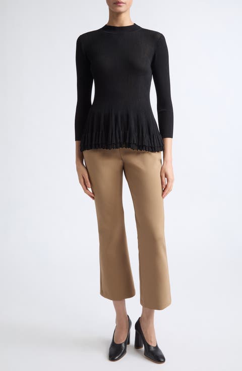 Garrett Peplum Ruffle Hem Mock Neck Top