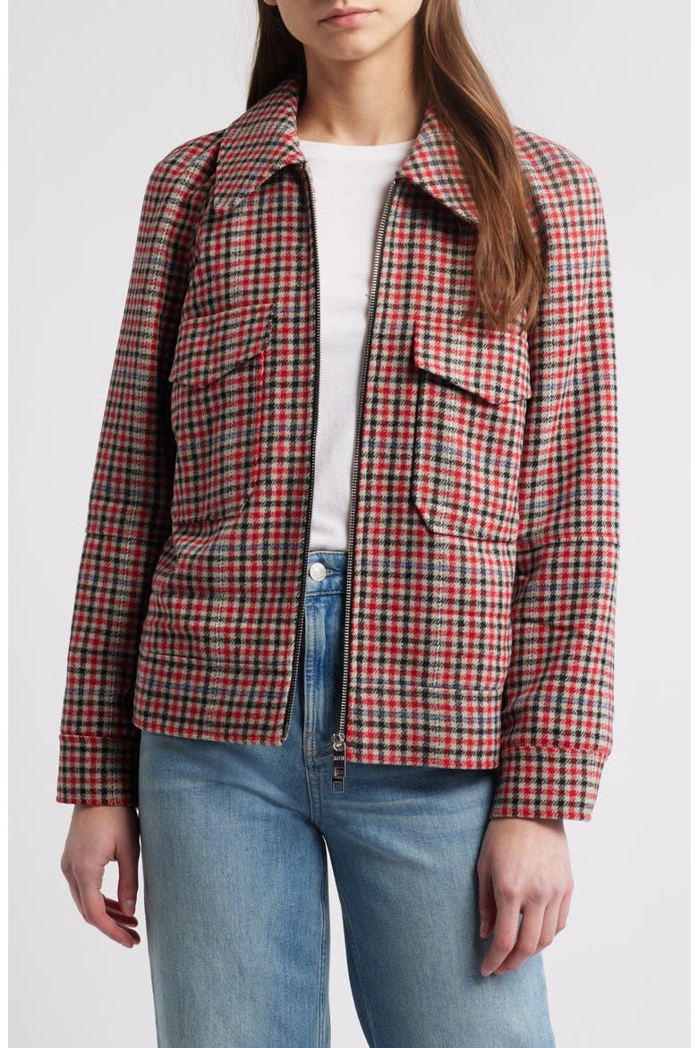 Cheyenne Zip Front Jacket, Main, color, CRIMSON MINI CHECK