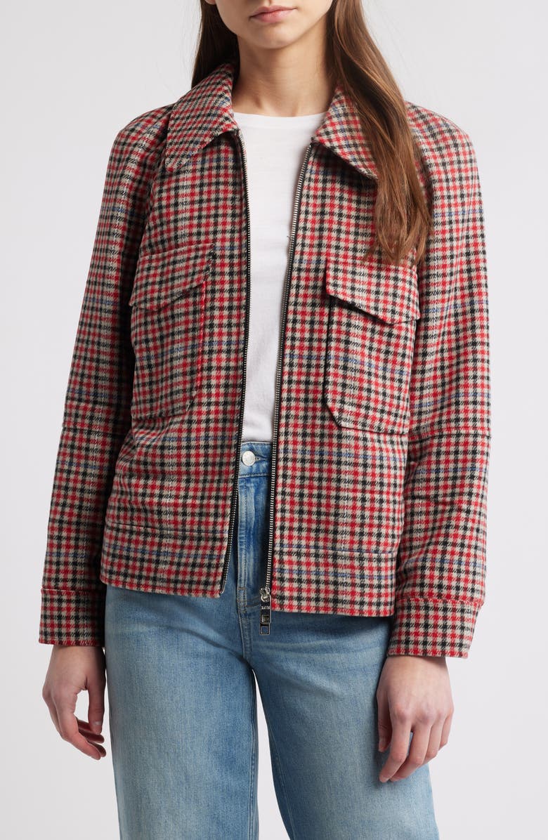 Rails Cheyenne Zip Front Jacket, Main, color, Crimson Mini Check