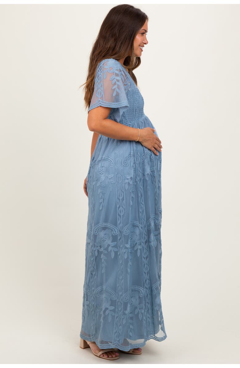 PinkBlush Smocked Top Lace Maxi Dress, Alternate, color, Blue