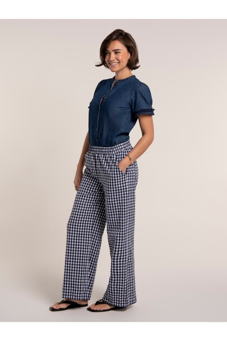 Gingham Wide Leg Aitana Trousers, Alternate, color, Black